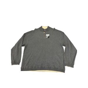 Hathaway Reversible Quarter Zip Pullover Sweater Mens XL Gray Cream 100% Cotton